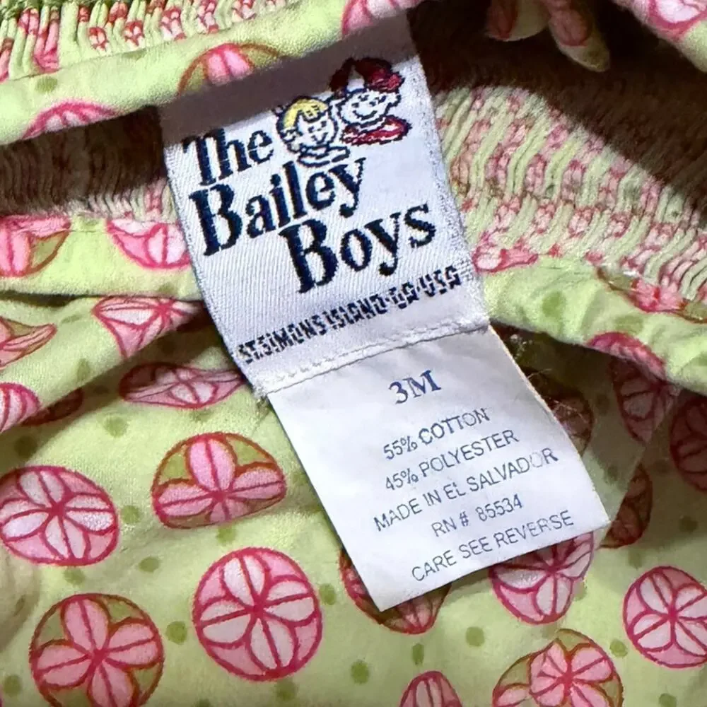 The Bailey Boys | Green Pink Smocked Dress with Bloomers 3 month